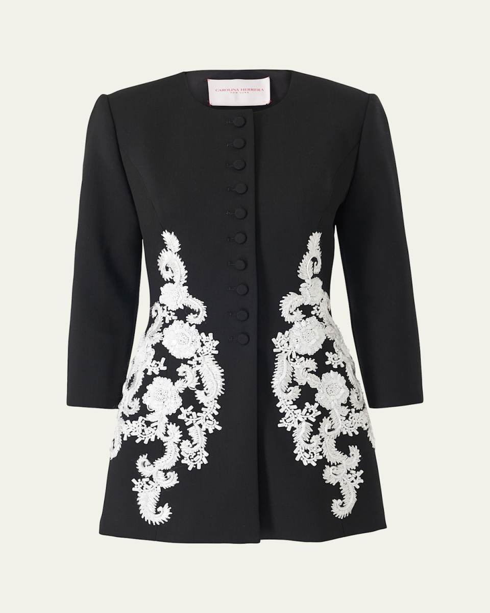Floral Embroidered Wool Jacket